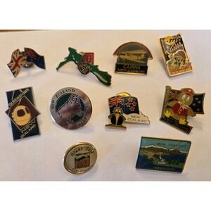 New Zealand Tie Tack Hat Pin Lot Of 10 Souvenir Pins Bargain